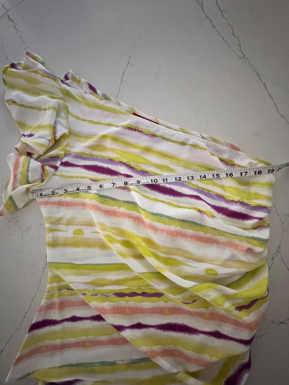 Jennifer Lopez Yellow Pink Asymmetrical one shoulder  Blouse XL - Picture 6 of 7